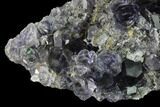Purple Cuboctahedral Fluorite Crystals on Quartz - China #147077-2
